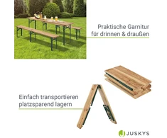 Juskys Alaus stalo komplektas Passau, 3 dalių, 220 cm, natūralus