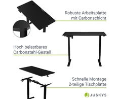 Juskys Aukščio reguliuojamas stalas Homestar Office Stand 120x60 cm juodas