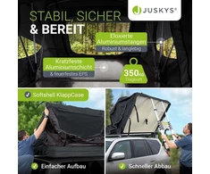 Juskys Automobilio stogo palapinė Lago 120x210 cm juoda/pilka
