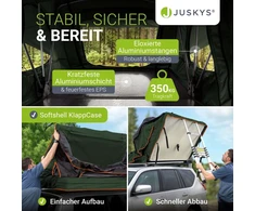 Juskys Automobilio stogo palapinė Lago 120x210 cm juoda/alyvuogių žalia