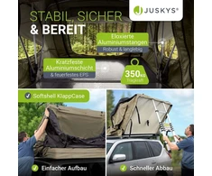 Juskys Automobilio stogo palapinė Lago 140x240 cm juoda/khaki