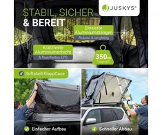 Juskys Automobilio stogo palapinė Lago 140x240 cm juoda/pilka