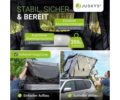 Juskys Automobilio stogo palapinė Lago 140x240 cm juoda/pilka