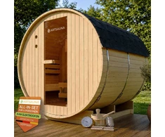 Juskys Barrel pirtis Spitzbergen 220 cm 8 kW kaitintuvas eglės mediena
