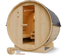 Juskys Barrel pirtis Spitzbergen 4 asmenims 180 cm su 6 kW pirties krosnele