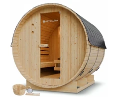 Juskys Barrel pirtis Spitzbergen 6 asmenims 220 cm su 8 kW pirties krosnele
