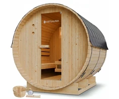 Juskys Barrel pirtis Spitzbergen 6 asmenims 220 cm su 8 kW pirties krosnele