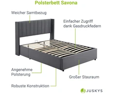 Juskys Čiužinys su apmušalais Savona 140x200 cm tamsiai pilkas