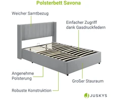 Juskys Čiužinys su apmušalais Savona 140x200 cm šviesiai pilkas