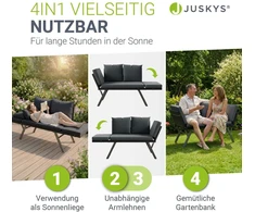 Juskys Daugiafunkcinė suoliukas Calvia 132x62x84 cm juoda/pilka