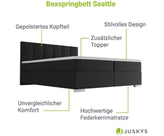 Juskys Dėžinės spyruoklinės lova Seattle 180x200 cm juoda