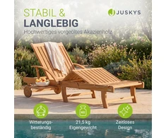 Juskys Gultas SunScape su ratukais ir staliuku 196x72,5x30 cm akacijos mediena