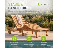 Juskys Gultas SunScape su ratukais ir staliuku 196x72.5x30 cm akacijos mediena