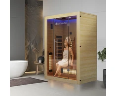 Juskys Infraraudonųjų spindulių kabina Kiruna130 Premium Dviguba technologija Hemlock mediena