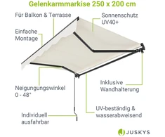 Juskys Ištraukiama markizė 250x200 cm smėlio spalvos