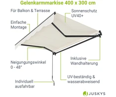 Juskys Ištraukiama markizė 400x300 cm smėlio spalvos