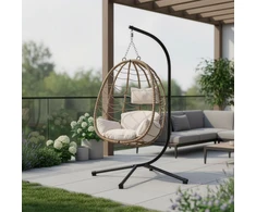 Juskys Kabantis kiaušinio formos krėslas Aria su stoveliu 95x95x196 cm tamsiai pilkas