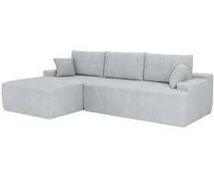 Juskys Kampinė sofa Coredo Cord 250x56x155 cm šviesiai pilka, pufas kairėje