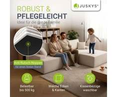 Juskys Kampinė sofa Coredo su pufiku dešinėje 250x56x155 cm kreminė