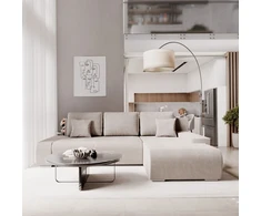 Juskys Kampinė sofa Iseo su dešiniuoju otomanu 260x180x81 cm smėlio spalvos