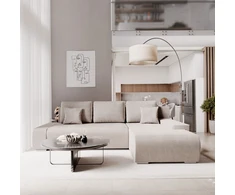 Juskys Kampinė sofa Iseo su dešiniuoju otomanu 260x180x81 cm smėlio spalvos