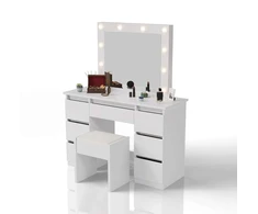 Juskys Komedonas Homestar Talea su LED ir taburete Melly 110x40x141 cm baltas