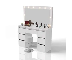 Juskys Komedonas Lilia su LED ir taburetė Tonia 108x41x140 cm balta