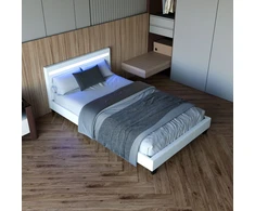 Juskys Lakuota lova Paris 120x200 cm su LED apšvietimu balta