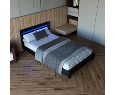 Juskys Lakuotas lova Paris 120x200 cm juoda su LED apšvietimu
