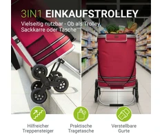 Juskys Pirkinių vežimėlis su laiptų kopikliu 98x37x43 cm raudonas