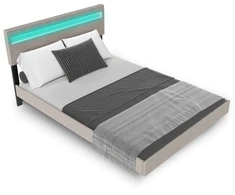 Juskys Plaukiojanti lova Lissabon 140x200 cm balta LED