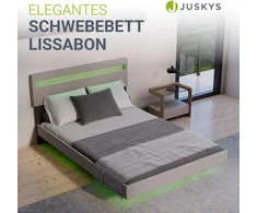 Juskys Plaukiojanti lova Lissabon 140x200 cm balta LED