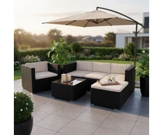 Lauko baldų komplektas Juskys Poilsio komplektas Punta Cana 178x69x65 cm Juodas Poliratanas