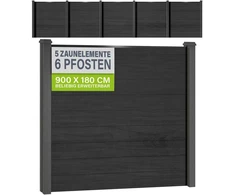 Juskys Privatumo tvora Homestar komplektas 5 panelės 170x2x180 cm antracito spalvos 6 stulpai pilki