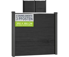 Juskys Privatumo tvora Homestar rinkinys 2 panelės 170x2x180 cm antracito spalvos 3 stulpai
