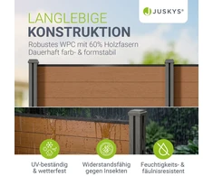 Juskys Privatumo tvora Rinkinys 9 skydai 170x2x180 cm Tikas 10 stulpų