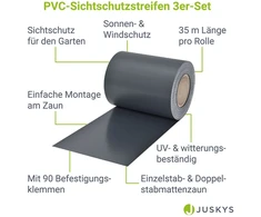 Juskys Privatumo tvoros juostos 3 vnt. 35x0.19 m antracito spalvos