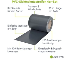 Juskys Privatumo tvoros juostos 4 vnt. 35 m x 19 cm antracito spalvos