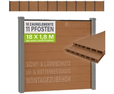 Juskys Privatumo tvoros komplektas 10 panelių 11 stulpų 170x2x180 cm iš tiko medienos