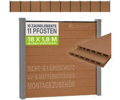 Juskys Privatumo tvoros komplektas 10 panelių 11 stulpų 170x2x180 cm iš tiko medienos