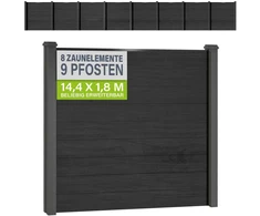 Juskys Privatumo tvoros komplektas 8 skydai 9 stulpai 170x2x180 cm antracito spalvos