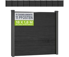 Juskys Privatumo tvoros skydų komplektas 10 vnt. 170x2x180 cm antracito spalvos su 11 stulpų