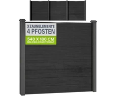 Juskys Privatumo tvoros skydų rinkinys, 3 vnt., su 4 stulpais, 170x2x180 cm, antracito spalvos