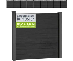 Juskys Privatumo tvoros skydų rinkinys 9 vnt. su 10 stulpų 170x2x180 cm antracito spalvos