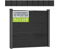 Juskys Privatumo tvoros skydų rinkinys 9 vnt. su 10 stulpų 170x2x180 cm antracito spalvos