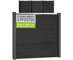 Juskys Privatumo tvoros skydų rinkinys, 3 vnt., su 4 stulpais, 170x2x180 cm, antracito spalvos