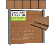 Juskys Privatumo tvoros skydų rinkinys Homestar 5 vnt. 170x2x180 cm, ąžuolo spalvos, su 6 stulpais