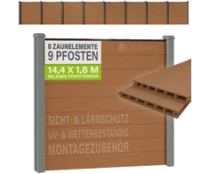 Juskys Privatumo tvoros skydų rinkinys Homestar 8 vnt. 170x2x180 cm, ąžuolo spalvos, su 9 stulpais