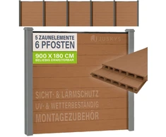Juskys Privatumo tvoros skydų rinkinys Homestar 5 vnt. 170x2x180 cm, ąžuolo spalvos, su 6 stulpais