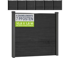 Juskys Privatumo tvoros skydų rinkinys Homestar 6 skydai 170x2x180 cm antracito spalvos 7 stulpai